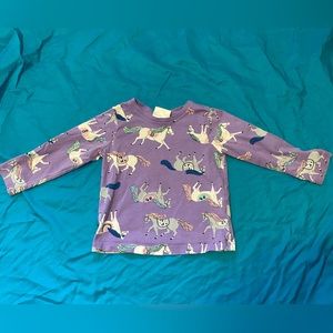Hanna Andersson 3T purple lavender running horses long-sleeve t-shirt
